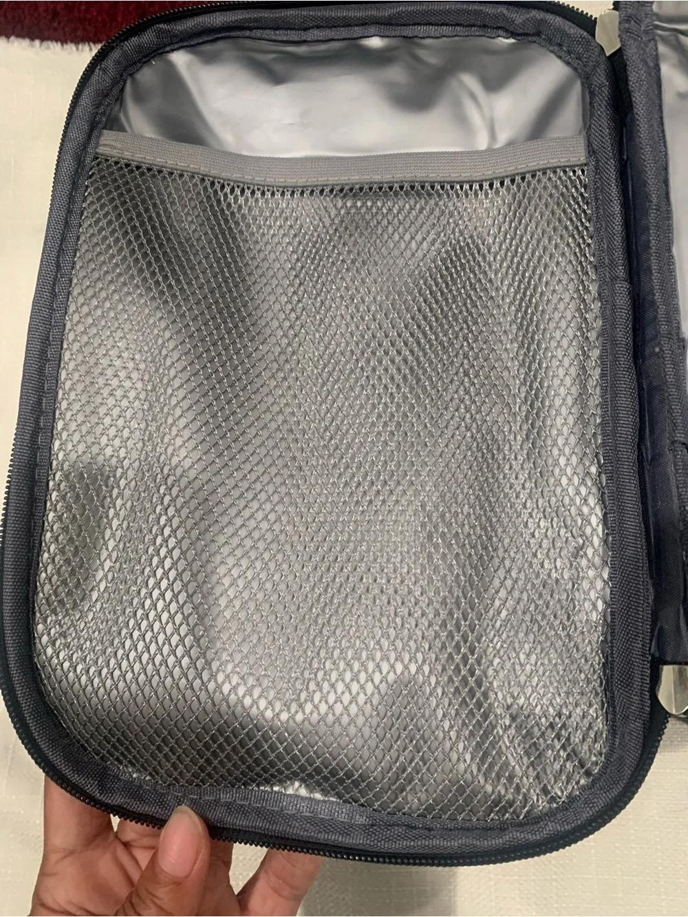 Black Insulated Lunch Bag / Portable Travel Cooler Bag with Adjustable Shoulder